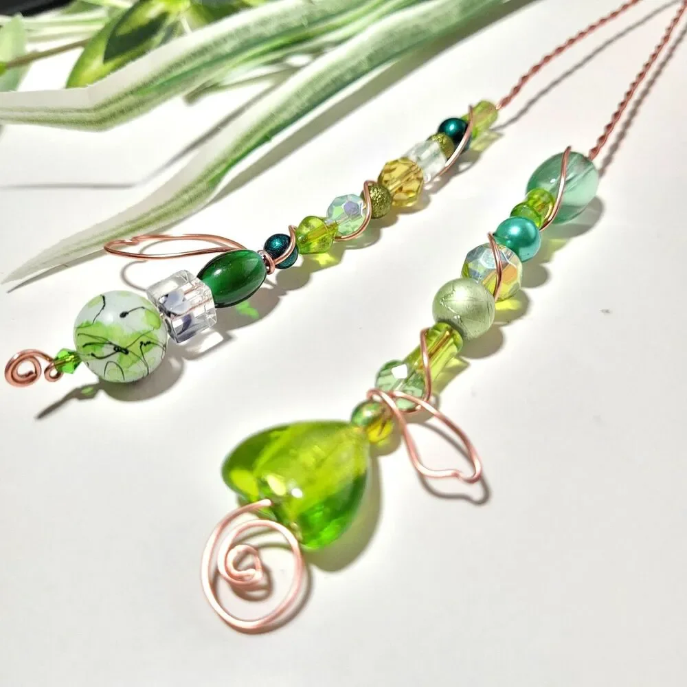 Fairy Garden Stake 058Lg#Fs Beaded Fairy wands plant stakes suncatcher plant de
